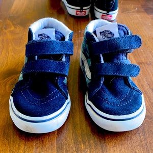 Blue shark Vans Toddler high tops.